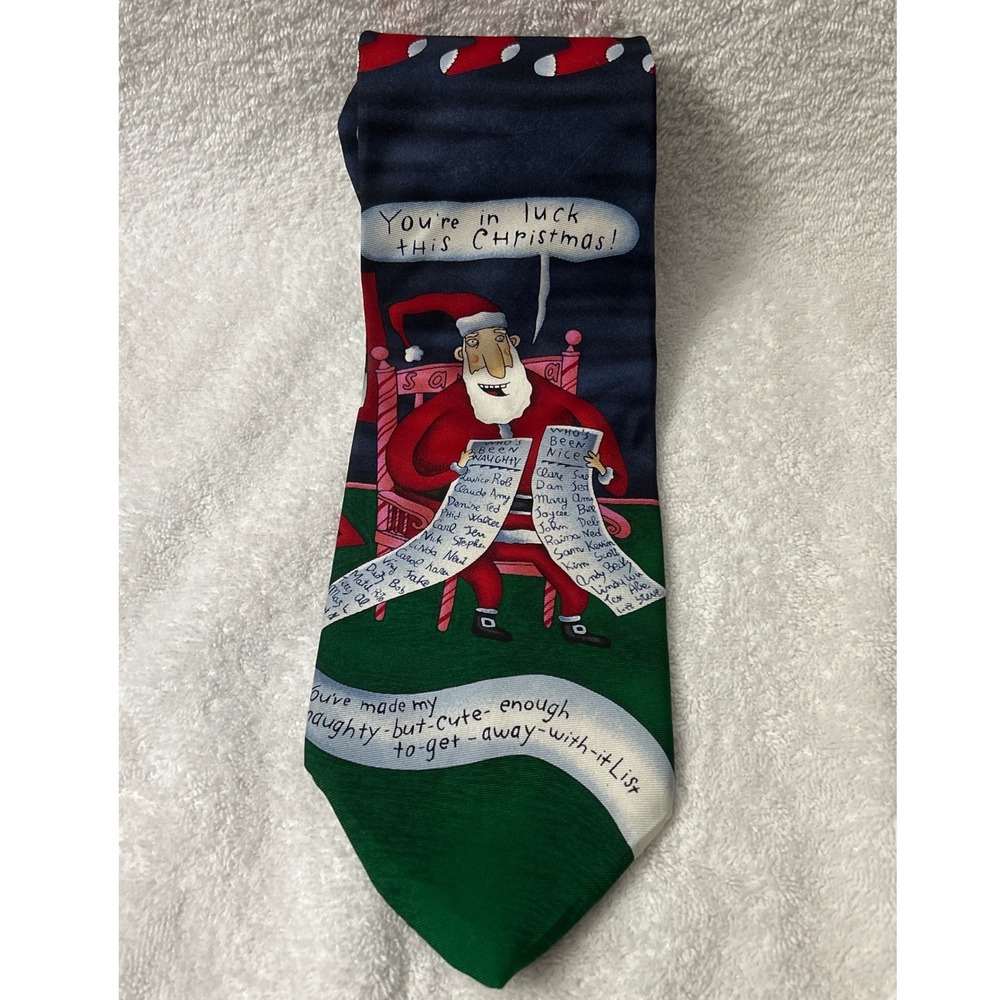 Shoebox Christmas Necktie Santa Naughty List‎ Novelty Holiday Xmas Tie